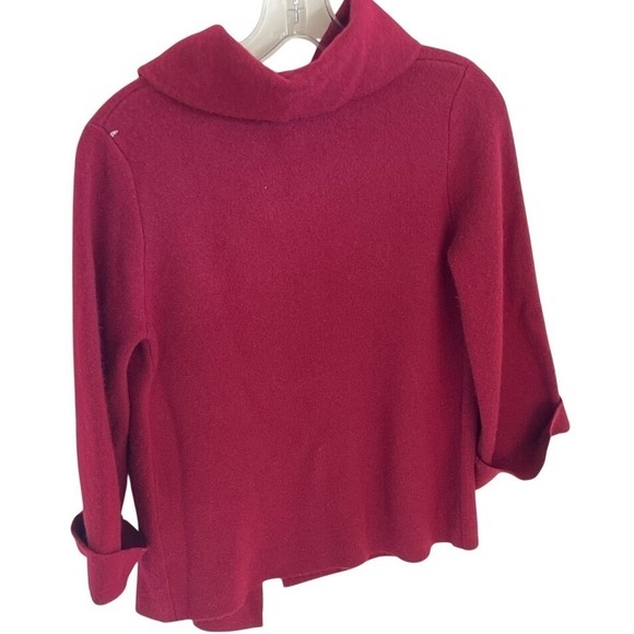 Adrienne Vittadini 100% Cashmere Shawl Collar Swing Burgundy Cardigan Sz XS